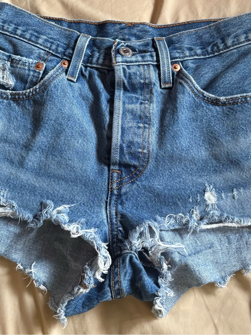 Levi's Distressed Blue Denim Cutoff Shorts
